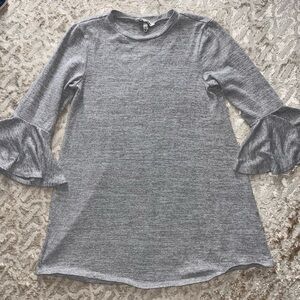 Speechless Gray Knit Long-Sleeve Top with Ruffle bell Cuffs